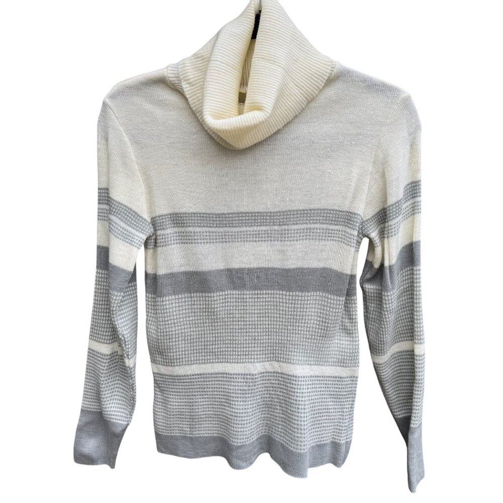 Georgie Porgie Vintage 70s Mod Academic Striped Knit Turtleneck Sweater Womens S